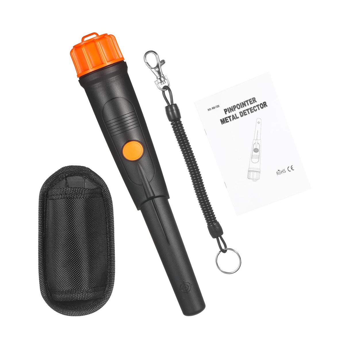 Pinpointer Metal Detector IP68 Fully Waterproof Handheld Metal Finder Treasure Hunter Finder Non-motion All-metal Detector High Sensitivity Pinpoint Tip 360-degree Side-scan Detection Wall Detection Accurate Positioning LED I