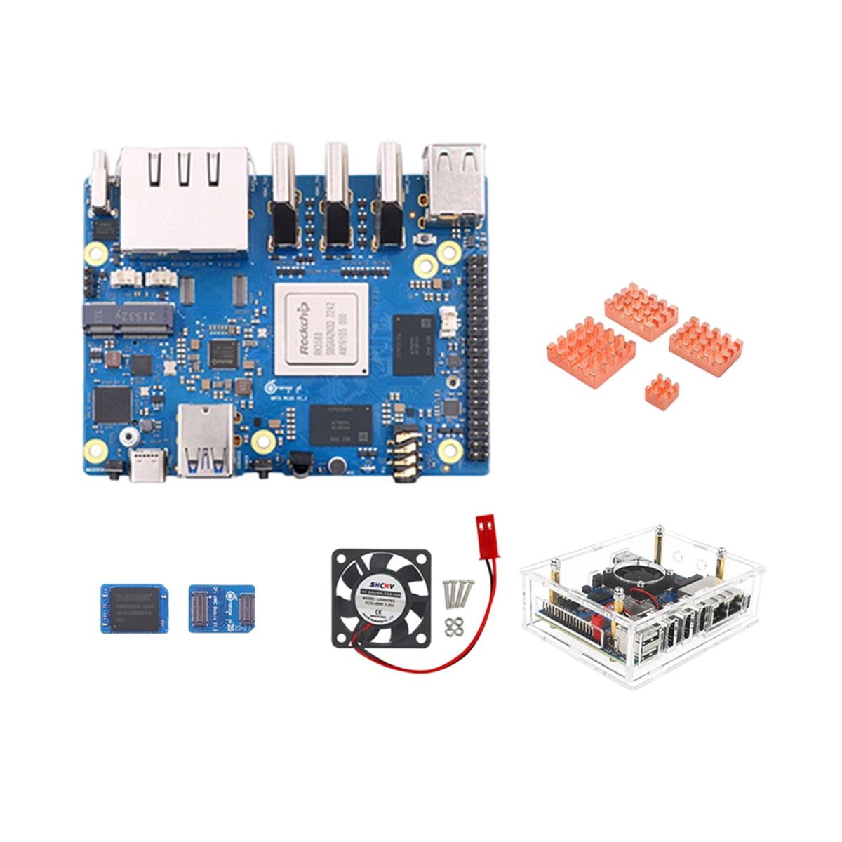 Orange Peel 5 Plus 16GB RAM + 256GB Emmc Module RK3588 Octa-Core 64-Bit Supports 8K Video 2.5G Supports WiFi6 Module Kit