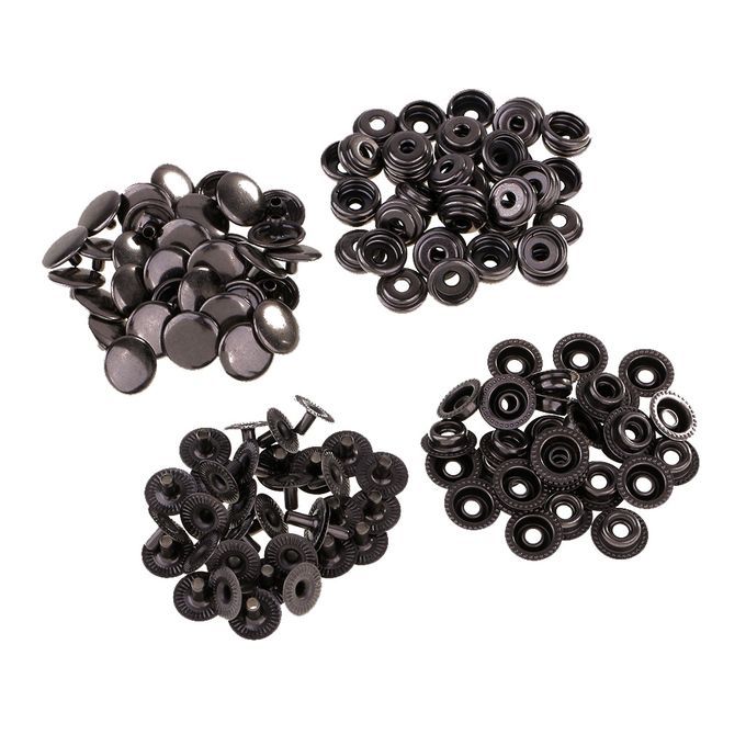 30 Sets Metal Snap Buttons Press Stud Popper 12.5mm Grey Black
