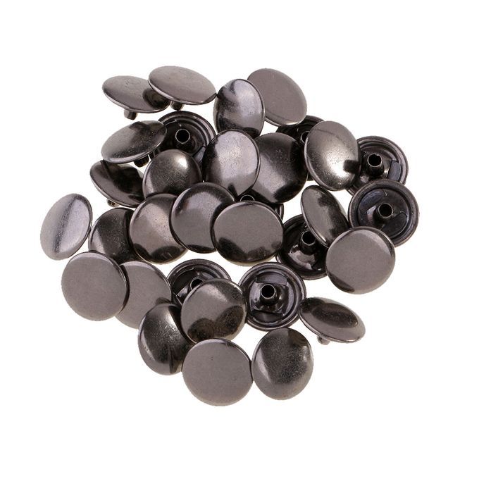 30 Sets Metal Snap Buttons Press Stud Popper 12.5mm Grey Black