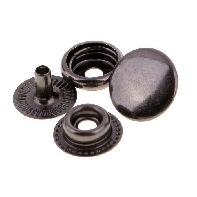 30 Sets Metal Snap Buttons Press Stud Popper 12.5mm Grey Black
