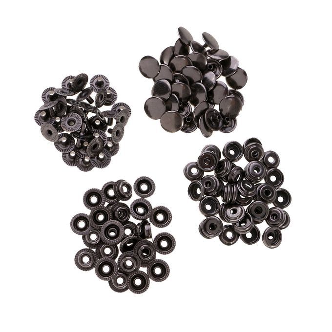 30 Sets Metal Snap Buttons Press Stud Popper 12.5mm Grey Black