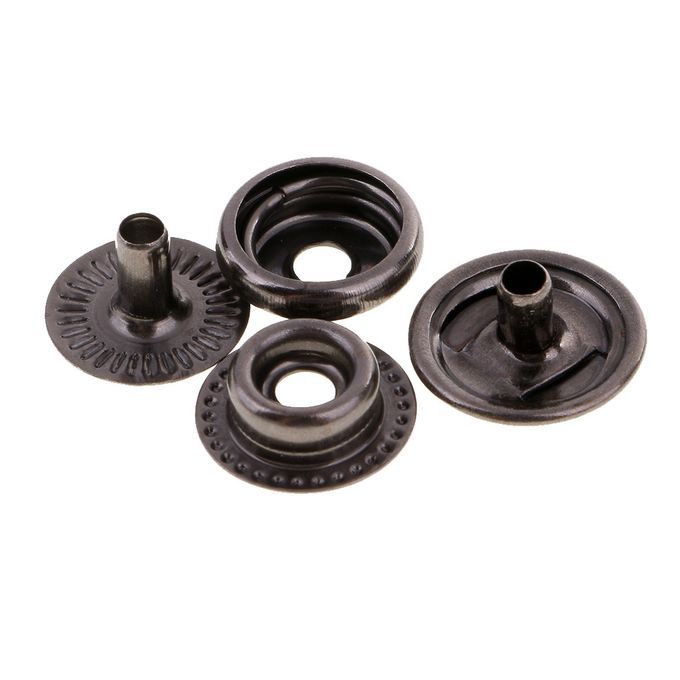 30 Sets Metal Snap Buttons Press Stud Popper 12.5mm Grey Black