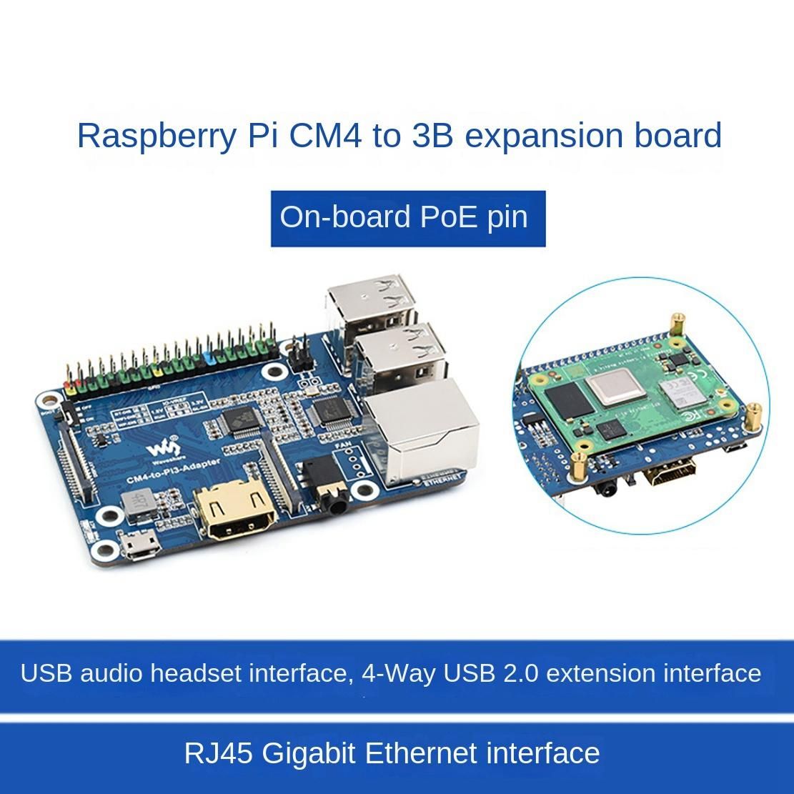 Waveshare CM4 to 3B Expansion Board for Raspberry Pi 3 Model B/B+ Motherboard Expansion Supports Access to CM4 Lite/EMMC Series
