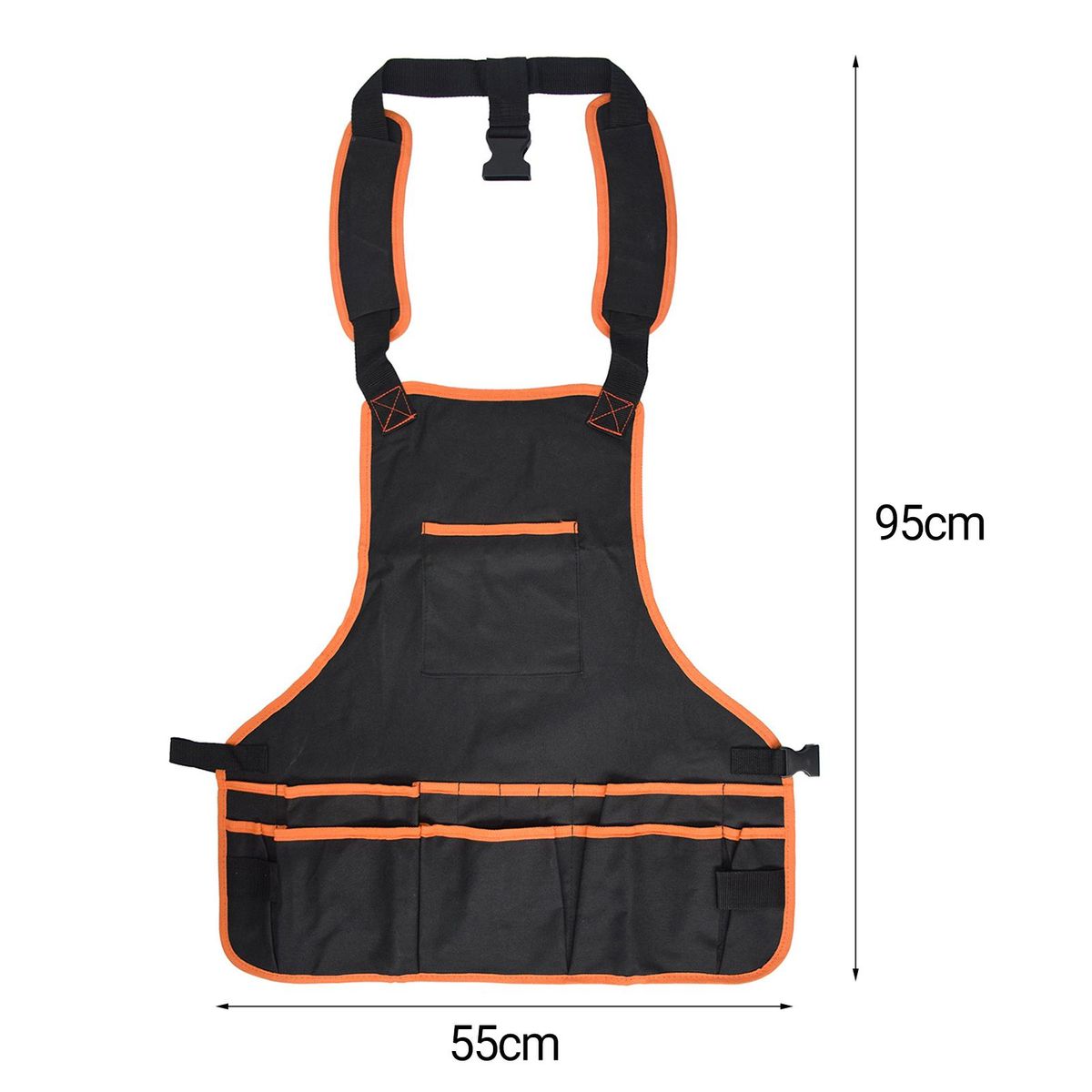 Cooking Bib Skin-touching Multi-pockets Apron Orange