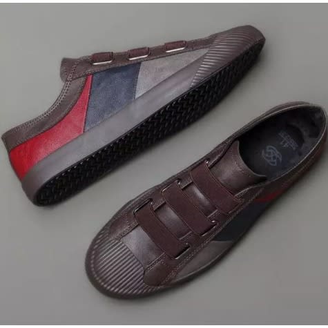 Premium Leather Sneakers - Brown Multicolor