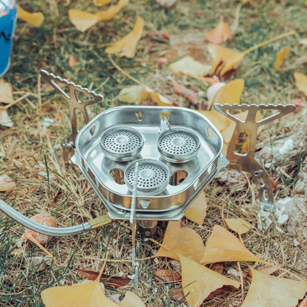 5800W Big Power Backpacking Stove with Piezo Ignition Portable Folding Camping Gas Stove Furnace for Outdoor Cooking Picnic Barbecue