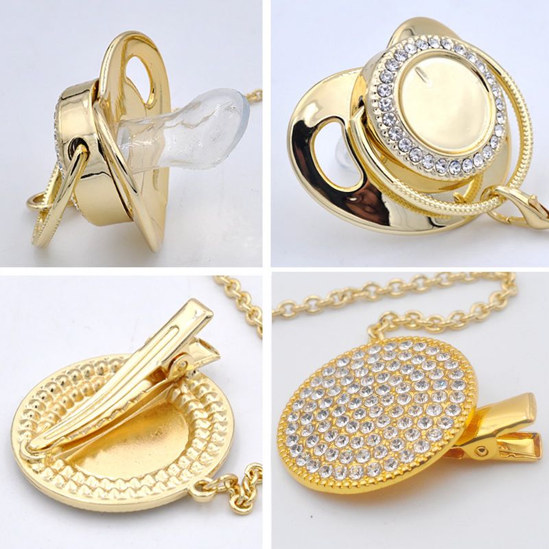 Baby Pacifier Holder Bling Gold Luxury Baby Shower Gift