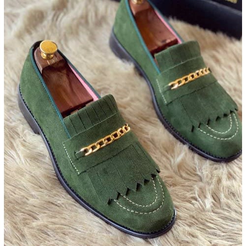 Suede Belgian Loafers- Green