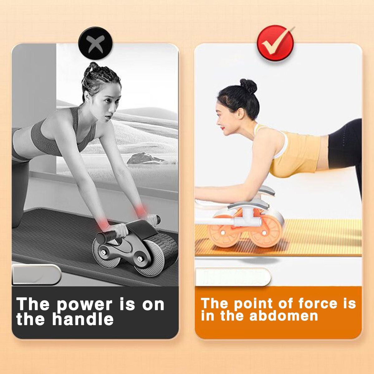 Workout Equipment Rebound Abdominal Wheel with Elbow for Fitness Orange