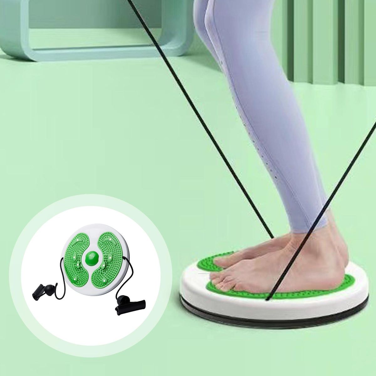 Waist Twist Board Twist Tone Balance Board with Foot for Weight Green