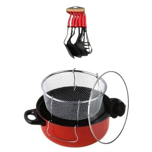Non-Stick Manual Deep Fryer You AreBlack/Red PLUS FREE Non-Stick Spoons - Set Of 6