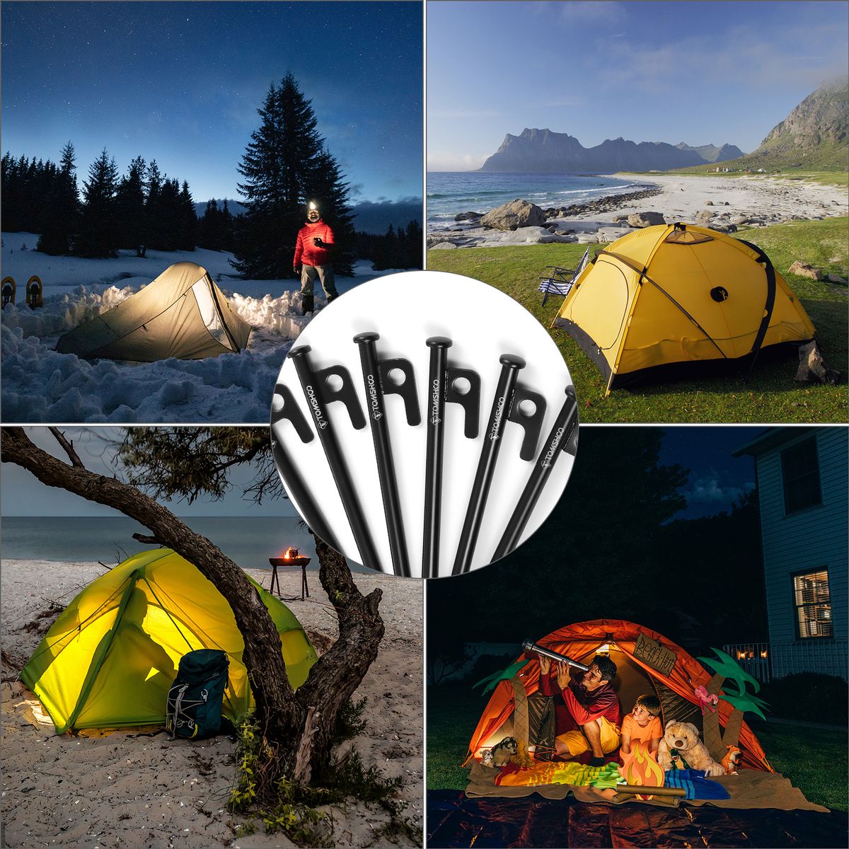 8 Inch /12 Inch Tent Pegs 6PCS Heavy Duty Steel 20cm