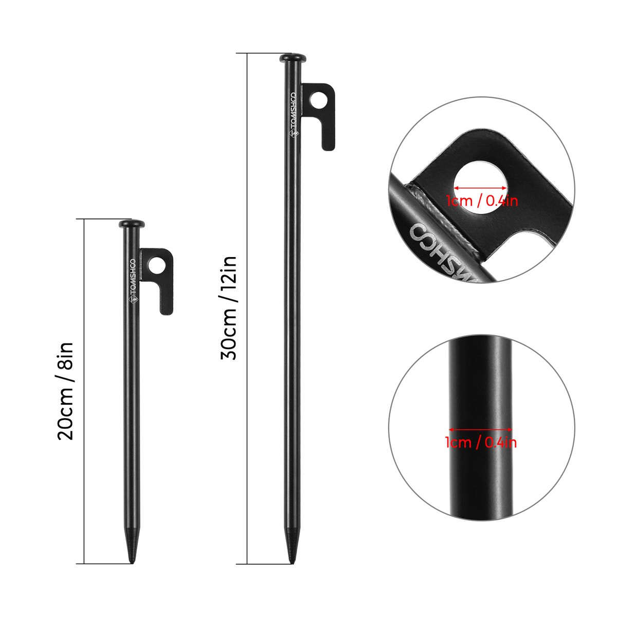 8 Inch /12 Inch Tent Pegs 6PCS Heavy Duty Steel 20cm