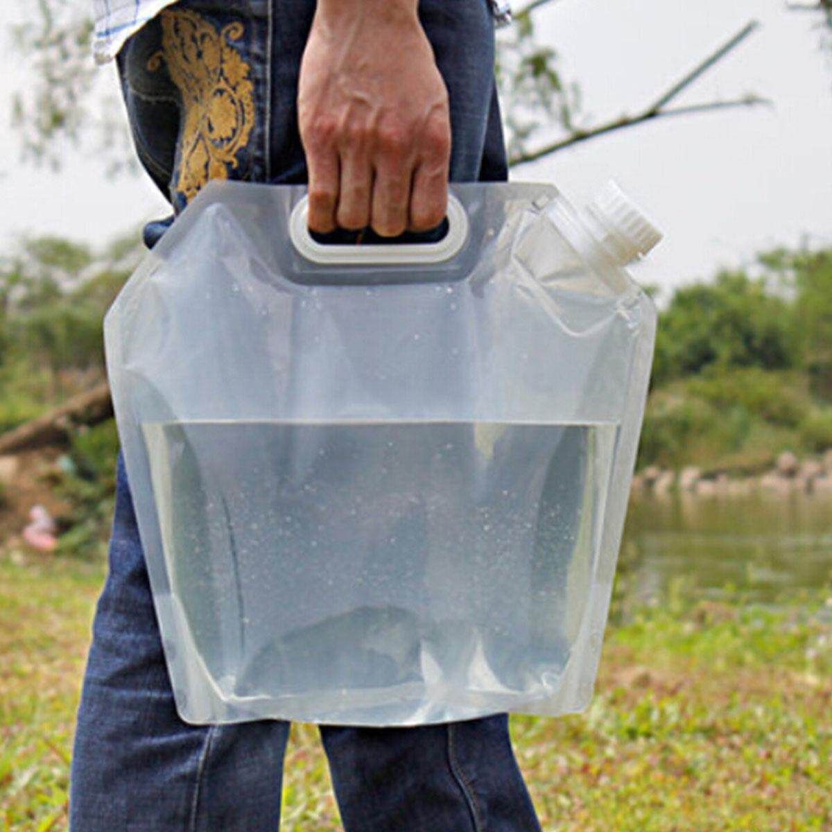5L BPA Free Foldable Water Storage Bag Camping Picnic Container Carrier Bag White 5L