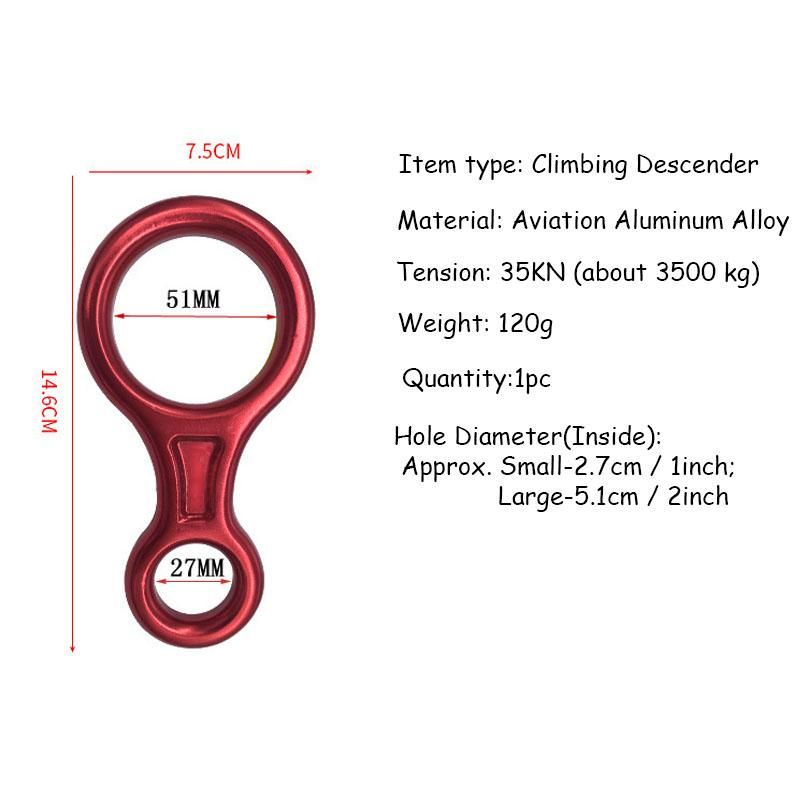 Eight Rings Downhill Gear Camping Hiking Outdoor Climbing Device 8 Word Rope Rock Aluminum Alloy Climbing Descenders