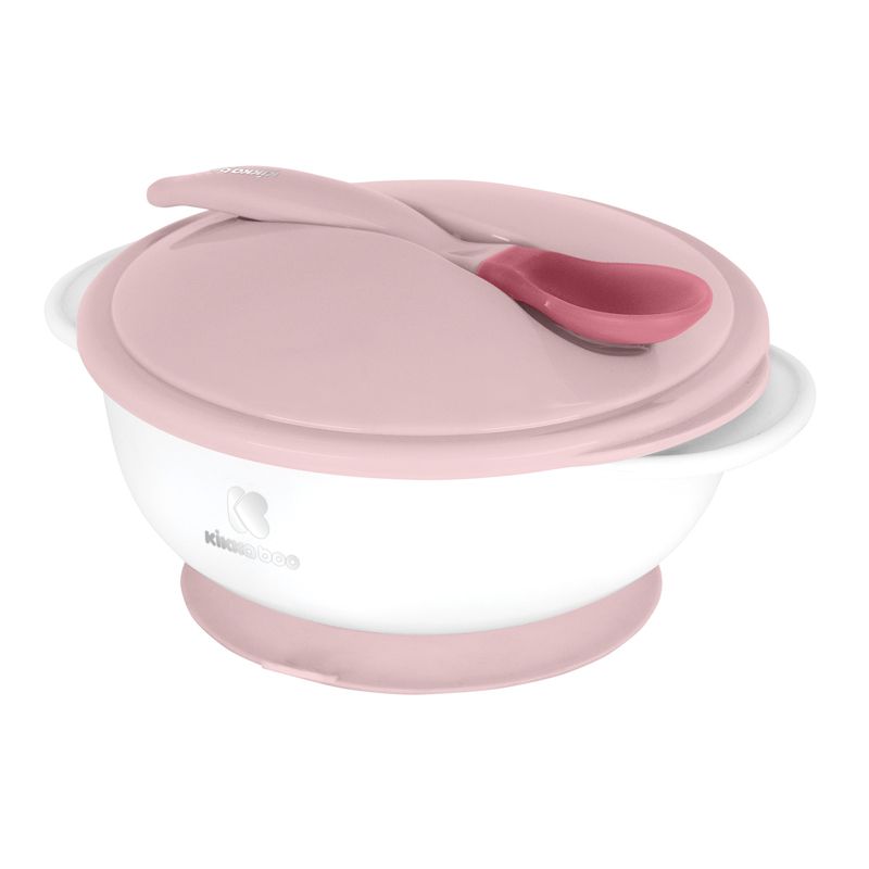Suction Bowl With Heat Sensing Spoon Pink