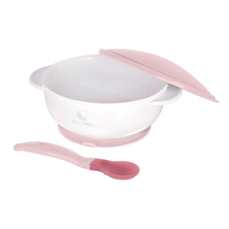 Suction Bowl With Heat Sensing Spoon Pink