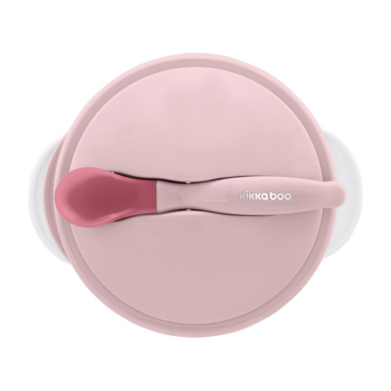 Suction Bowl With Heat Sensing Spoon Pink