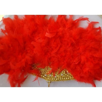 Brides n Queens "Allure Intense" Feathers Bridal Hand-fan - Red