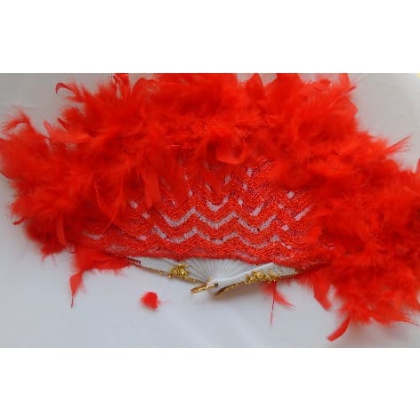 Brides n Queens "Allure Intense" Feathers Bridal Hand-fan - Red