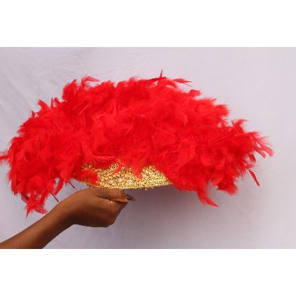 Brides n Queens "Allure Intense" Feathers Bridal Hand-fan - Red