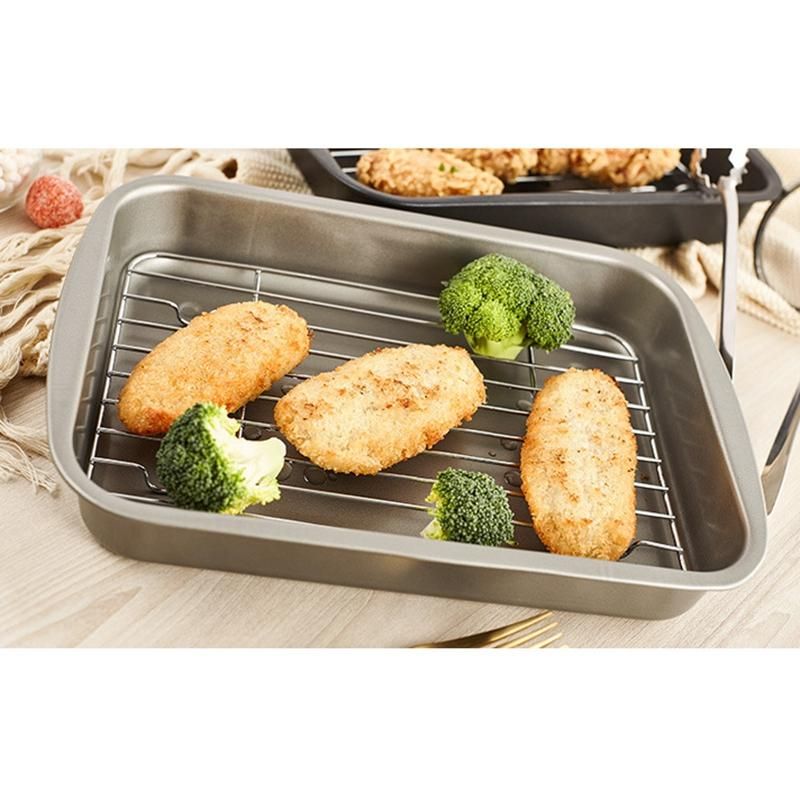 Baking Tray with Removable Cooling Rack Set Baking Pan Sheet Used for Oven Non Sticky Baking Tray Bread Barbecue Mesh Rack Oil Filter Rack S