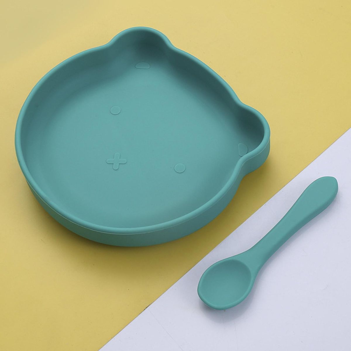 Baby Suction Plate Silicone Toddlers Eating Dish Bowl Dark Green