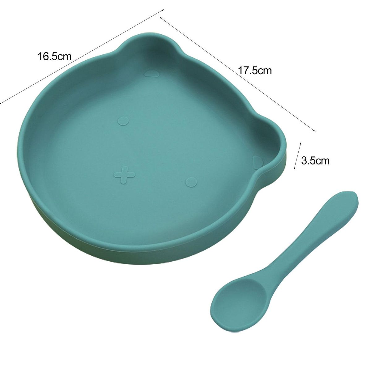 Baby Suction Plate Silicone Toddlers Eating Dish Bowl Dark Green