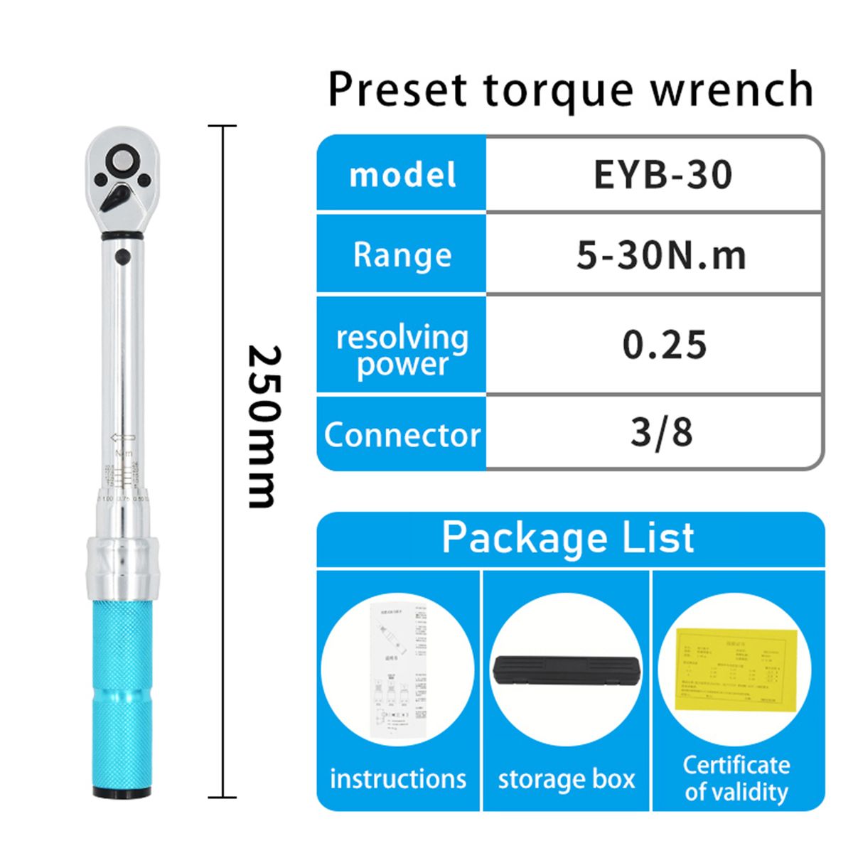 Click Style Torque Wrench With Storage Case Adjustable