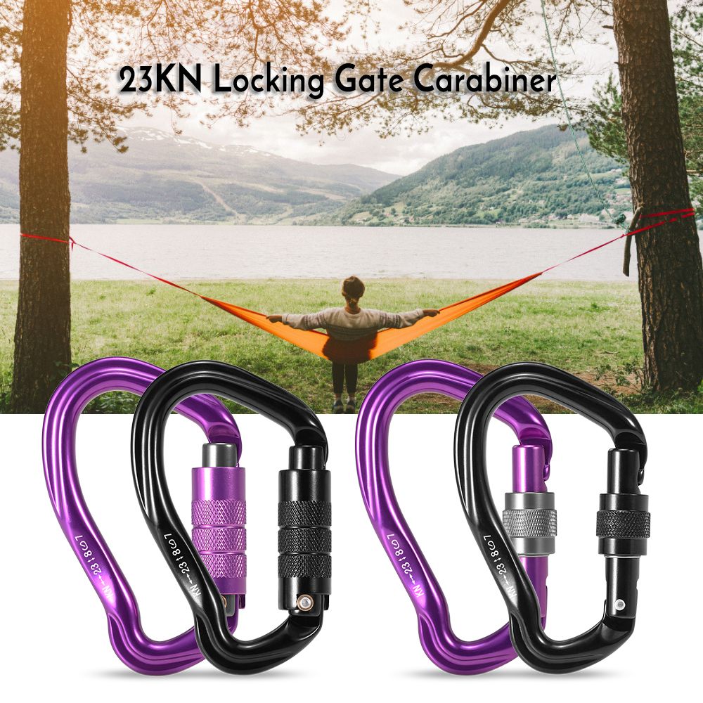 23KN Auto Locking Gate Carabiner Heavy Duty D Shape Buckle