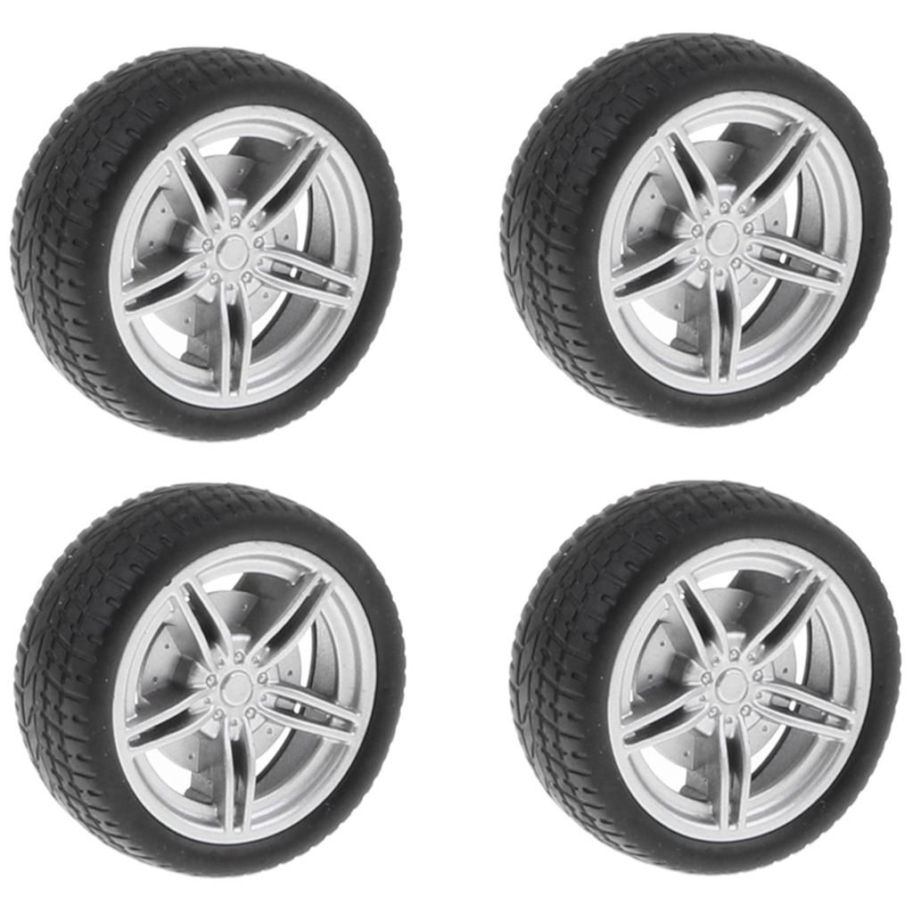 4 Pieces 5-Spoke Wheel Rims Rubber Tyres For RC  Car DIY Replacement