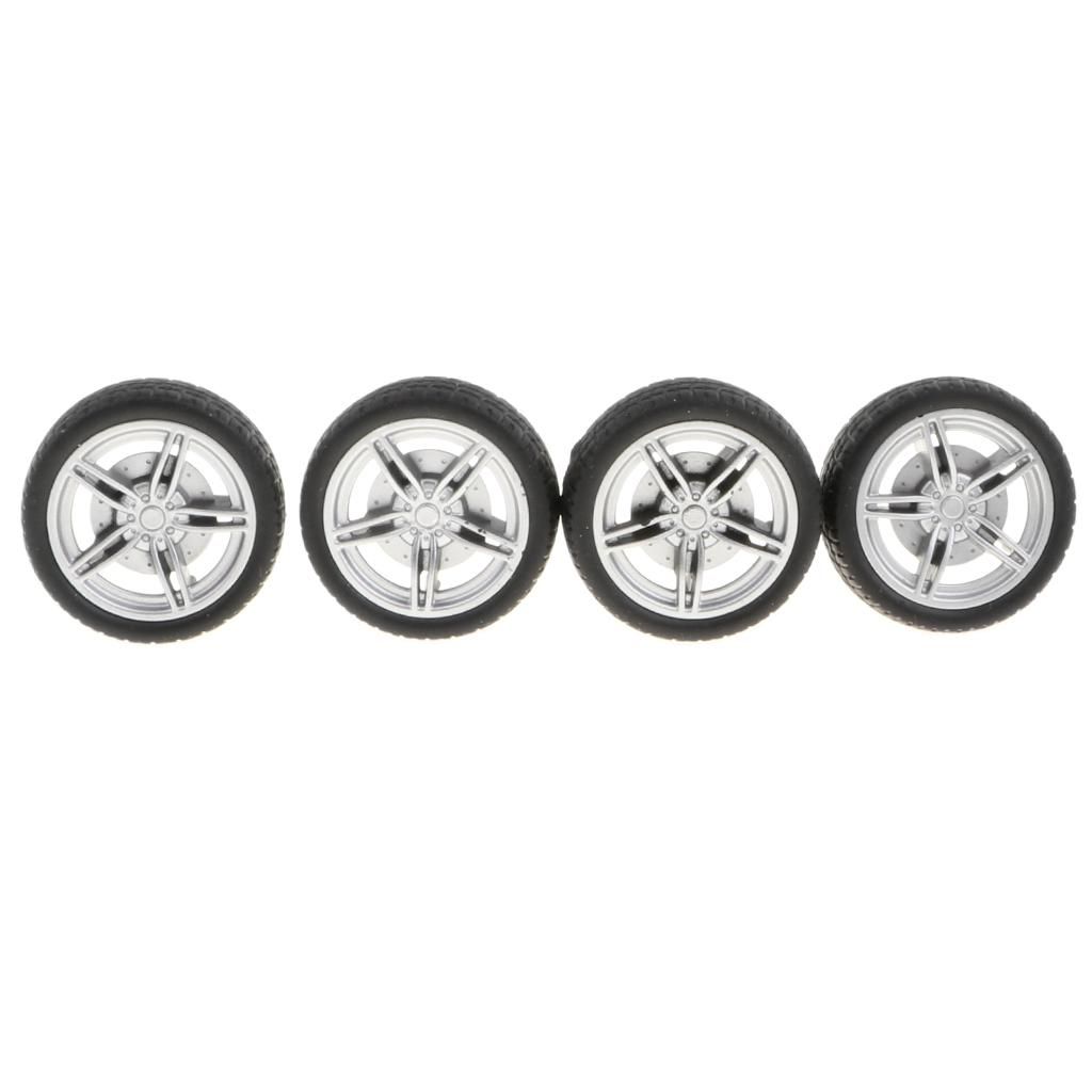 4 Pieces 5-Spoke Wheel Rims Rubber Tyres For RC  Car DIY Replacement