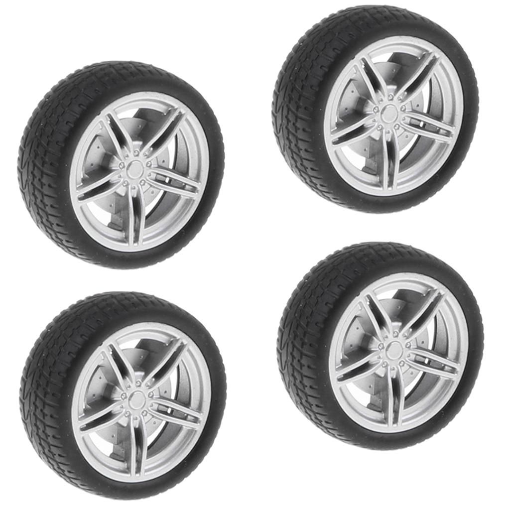 4 Pieces 5-Spoke Wheel Rims Rubber Tyres For RC  Car DIY Replacement