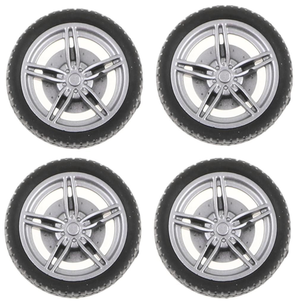 4 Pieces 5-Spoke Wheel Rims Rubber Tyres For RC  Car DIY Replacement
