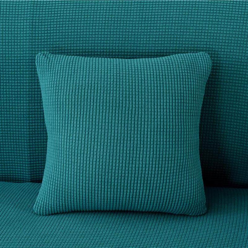 Winter Thicken Spandex Polar Fleece Super Elastic Stretch Sofa Cover Slipcover Couch Living Room 1/2/3/4 Seater Pillow Case Solid Bluestone 1x Pillowcase
