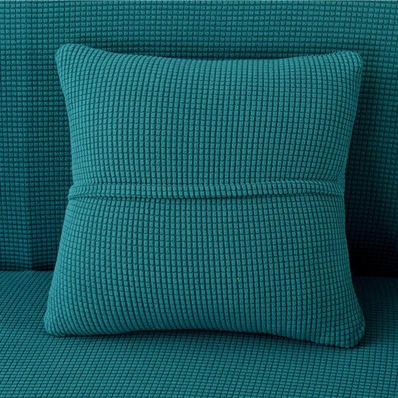 Winter Thicken Spandex Polar Fleece Super Elastic Stretch Sofa Cover Slipcover Couch Living Room 1/2/3/4 Seater Pillow Case Solid Bluestone 1x Pillowcase
