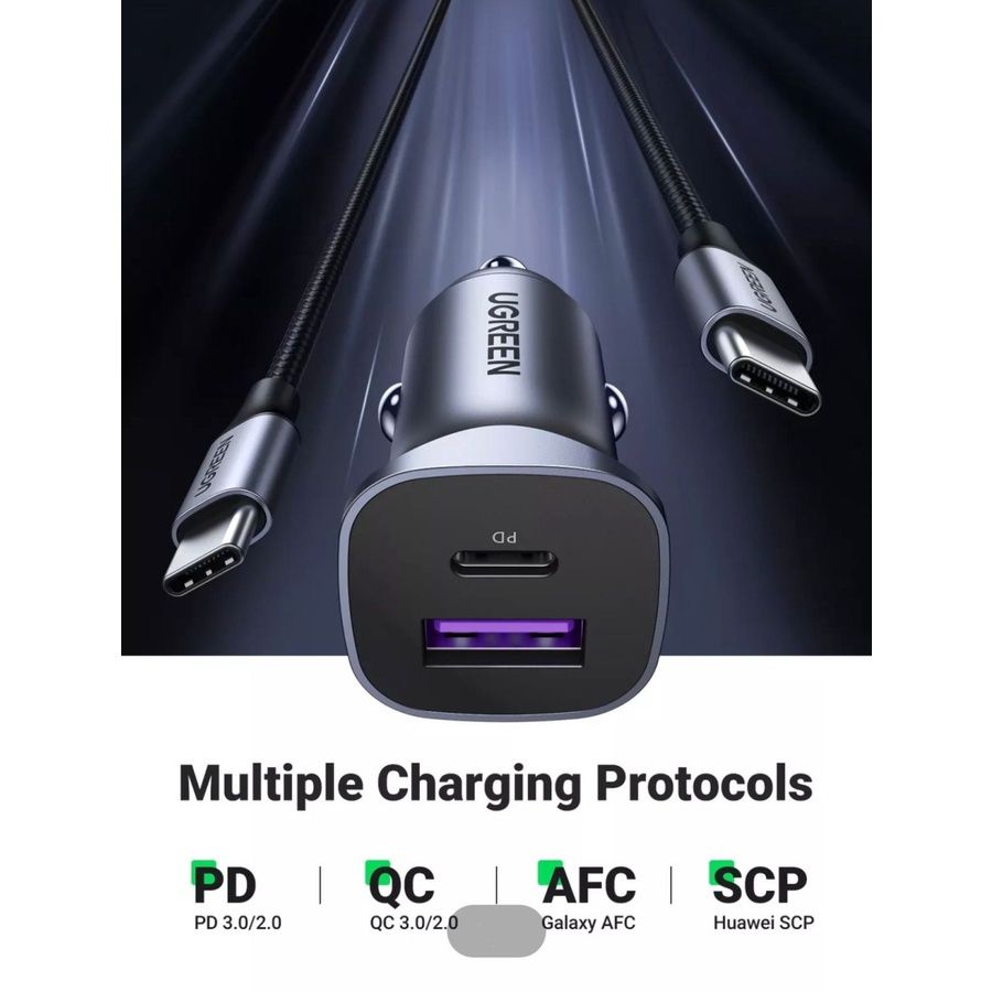 A+C Dual-Port Car Charger PD30W+SCP22.5W