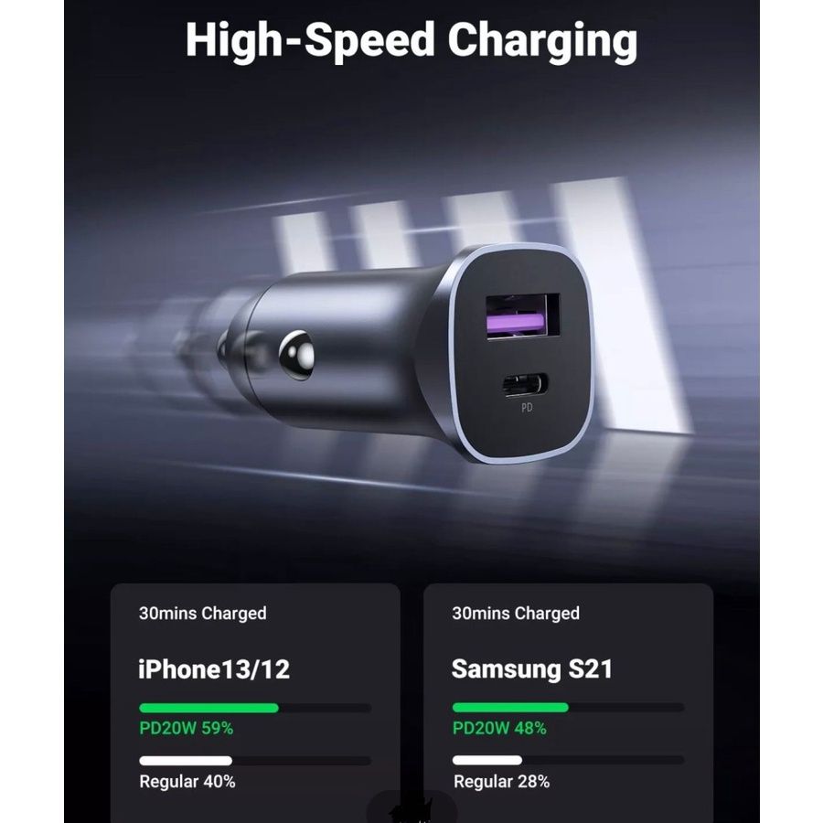 A+C Dual-Port Car Charger PD30W+SCP22.5W