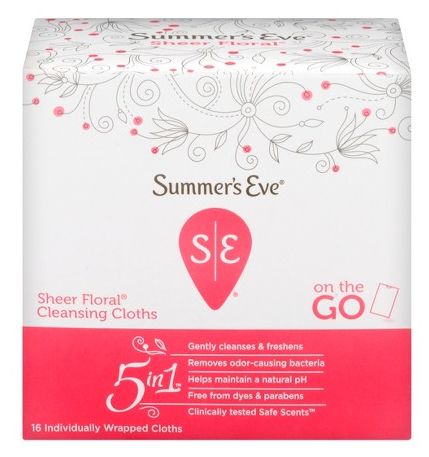 Vagina Wipes Cleansing Cloths, Sheer Floral, 16 Ct