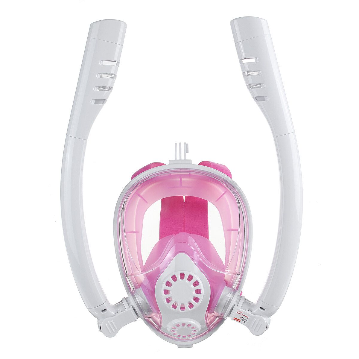 180° TWO Intake Tubes Silicone Diving Mirror Anti Fog Detachable Dry Snorkeling Full Face Set Scuba Diving Underwater Wide View Snorkel Swimming [XS/S/M/L/XL] For Adult Youth Child Pink L XL For Adult