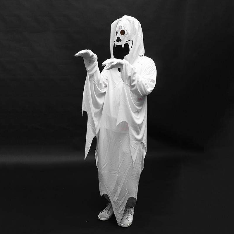 Adult Chirlden White Goule Costume Hoodd Robe Halloween Fancy Family Dress Adult