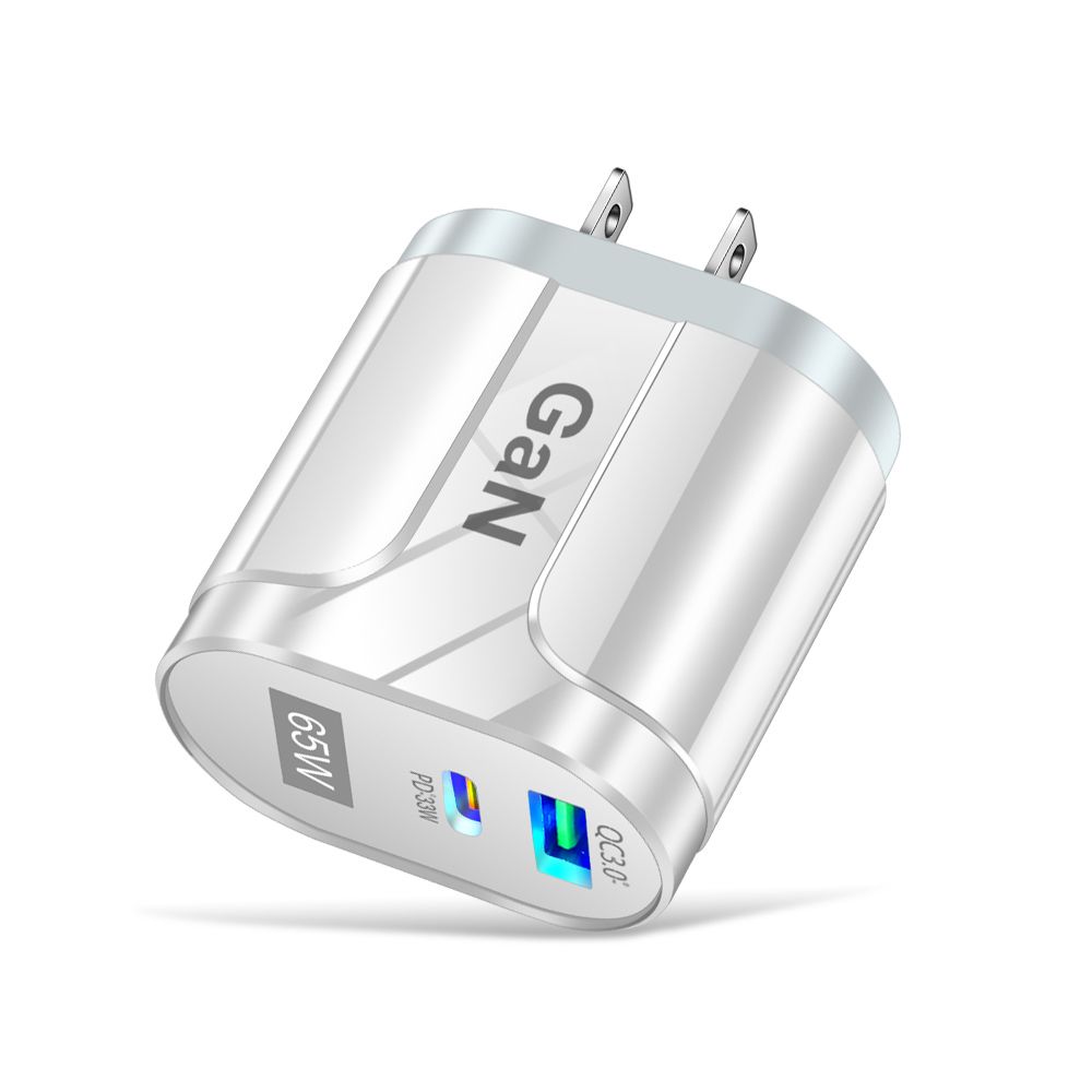 65W GaN USB Charger Quick Charge QC 3.0 4.0 For MacBook Pro Laptop Type C PD Wall Fast Charger Adapter For IPhone IPad(#White US)