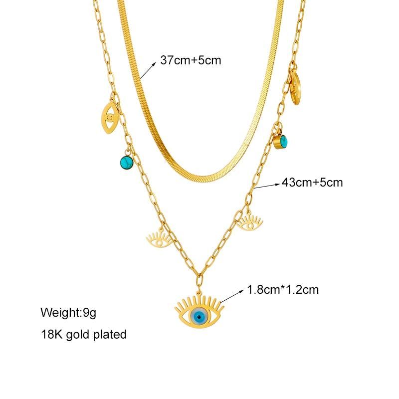 DIEYURO 316L Stainless Steel Blue Eye Shape Pendant Necklace For Women Fashion Gold Color Girls Jewelry Wedding Party Accessorie
