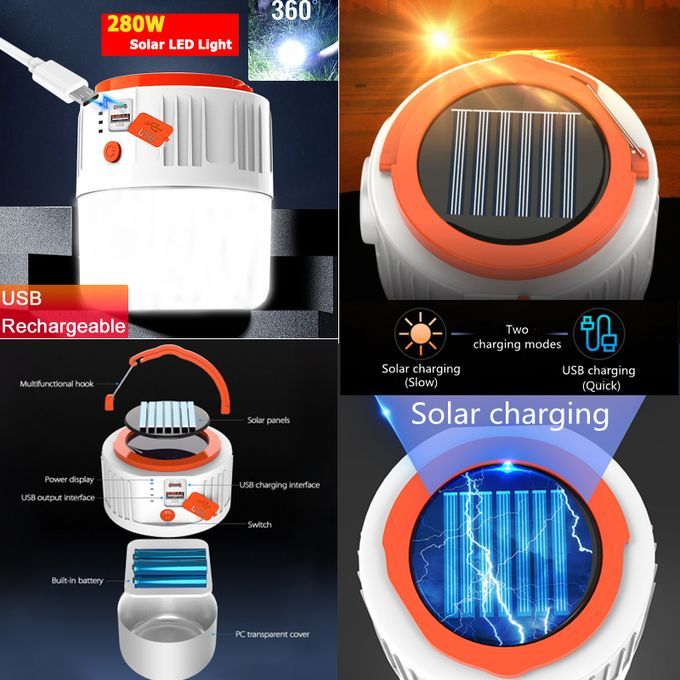Solar USB In And Out Charging Portable Lanterns Hooking Led Light Table Lamp Flashlights Camping