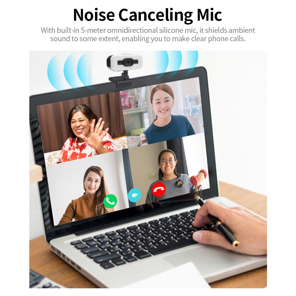 4K USB Webcam With Noise Canceling Omnidirectional Silicone