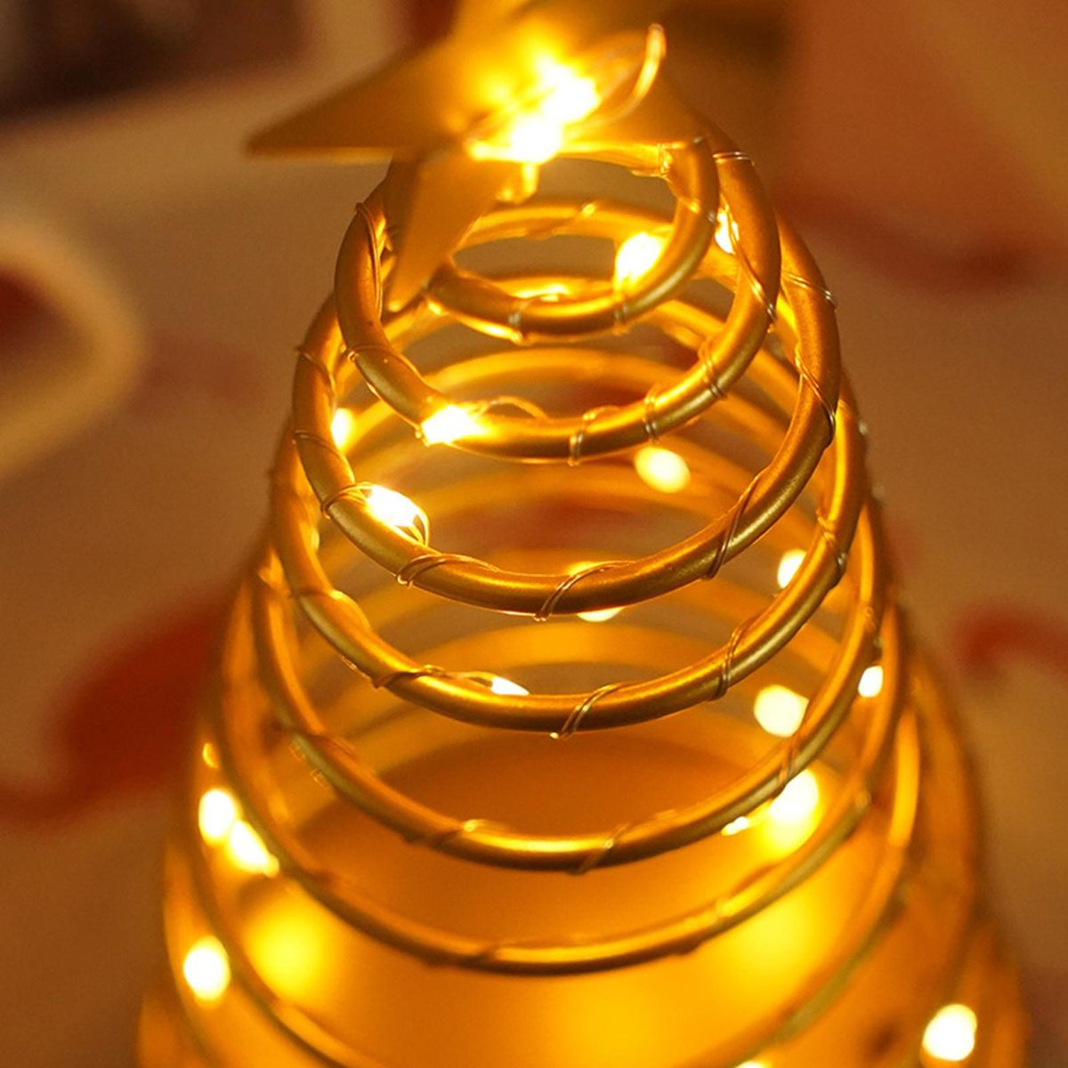 Iron Spiral Star Lamp Christmas Room Decoration Warm Night Light Small Lightweight Desktop Decoration