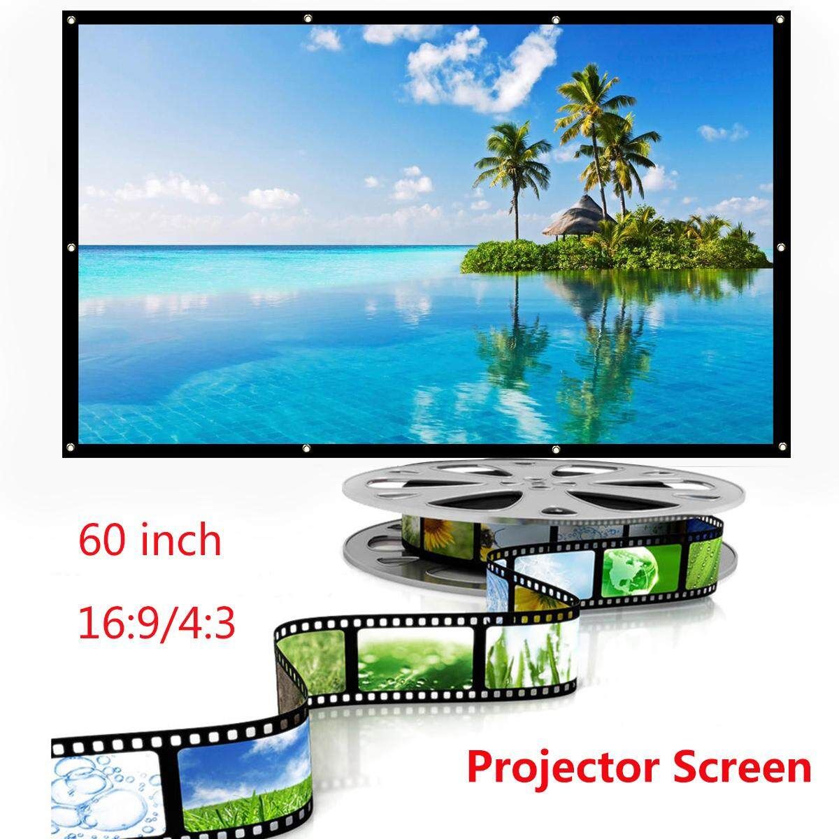 60 Inch Projector Screen 16:9 Portable Manual Pull Down Projector Home Movie 0.672916666666667