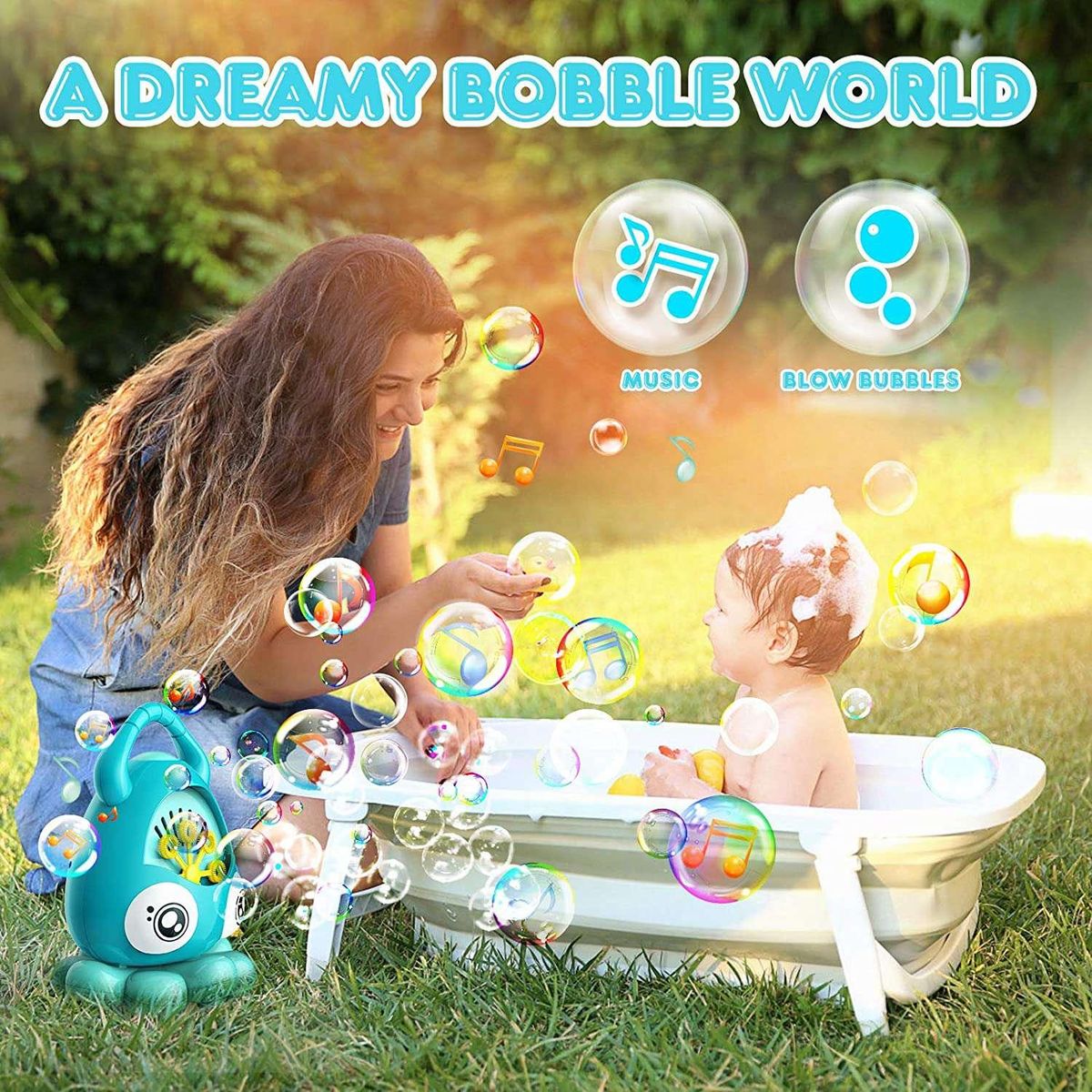 Octopus Automatic Bubble Machine, Portable Music Bubble
