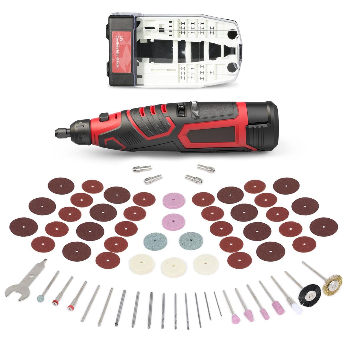 Rotary Tool 12V Cordless Multi Tool with 6 Variable Speed 5000-25000RPM 2.0Ah Battery Electric Grinder 74 Accessories for Cutting Sanding Carving Drilling Engraving Cleaning Sharpening DIY Projects Tool Box UK
